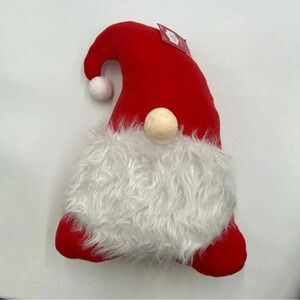 SANTA GNOME Shaped Christmas Decorative‎ Holiday Time Pillow Red 14” NWT
